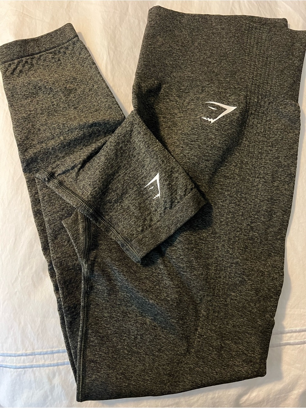 Gymshark Charcoal Seamless Leggings with White Logo